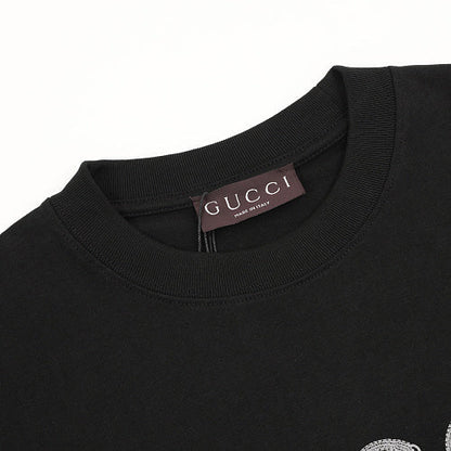 Gucci Double-Image Letter Embroidery Short-Sleeve Top