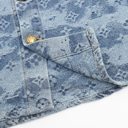 Louis Vuitton Cloud Monogram Jacquard Denim Short-Sleeve Shirt