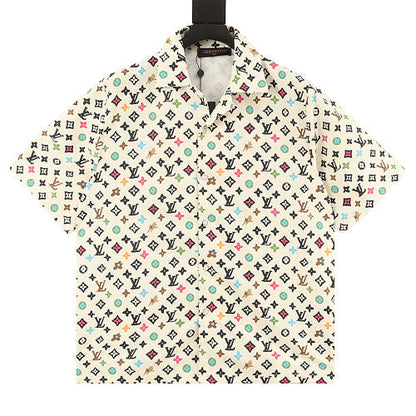 Louis Vuitton Printed Mulberry Silk Short-Sleeve Shirt