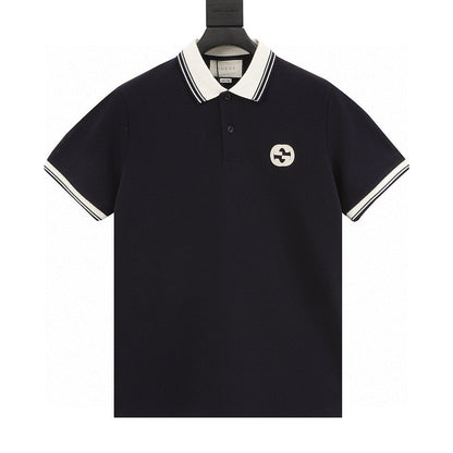 Gucci Short-Sleeve Polo with Embroidered Double G Emblem on the Chest