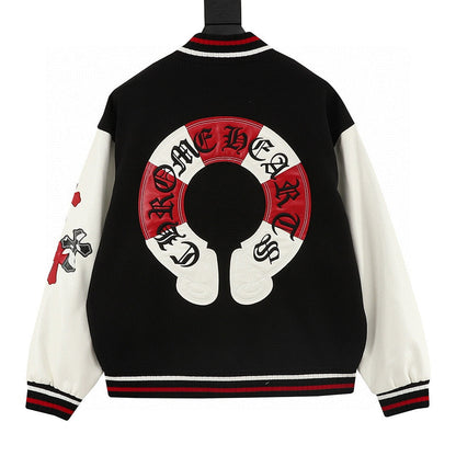 CHROME HEARTS Horseshoe Embroidery Patchwork Baseball Jacket