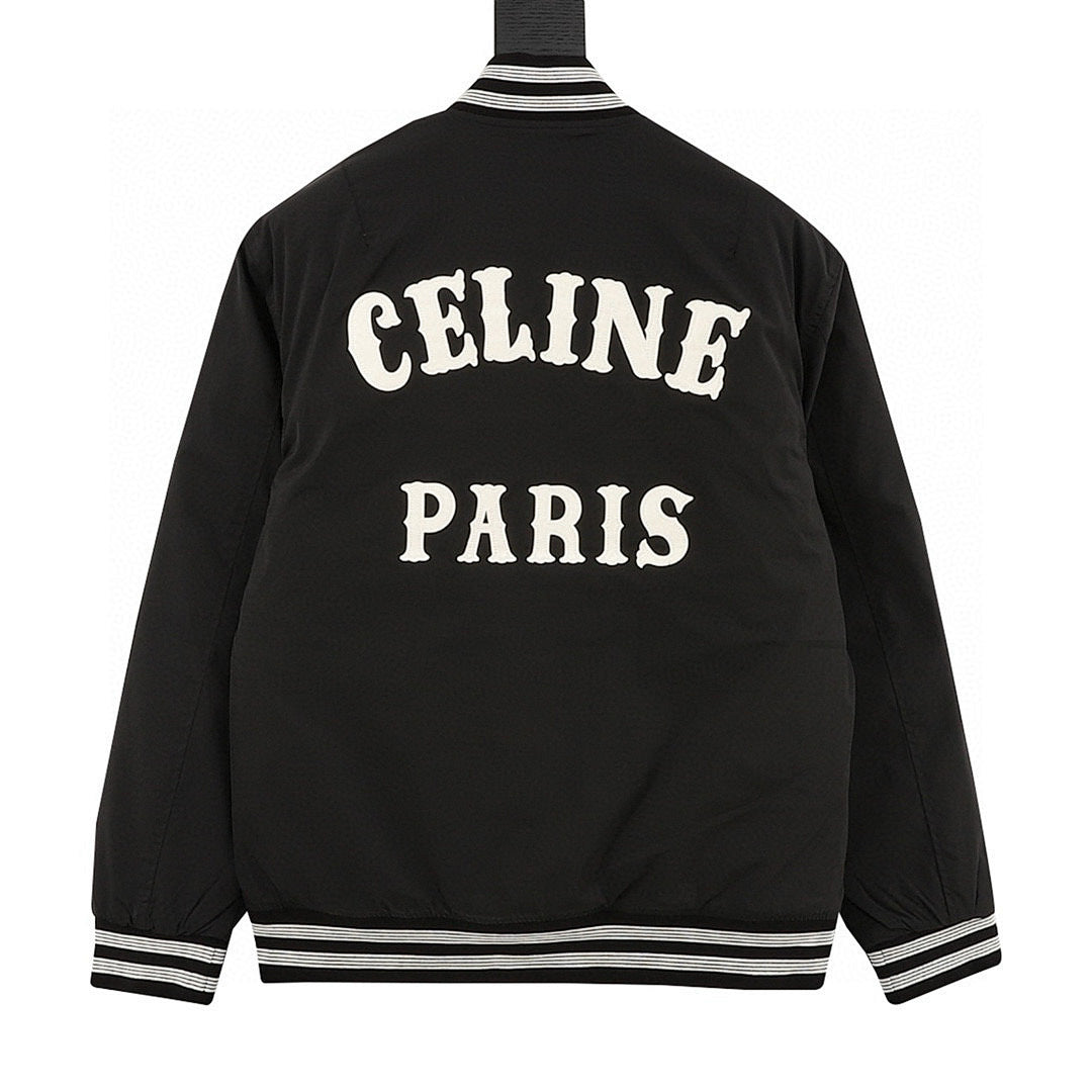CELINE Letter-Print Padded Baseball Jacket