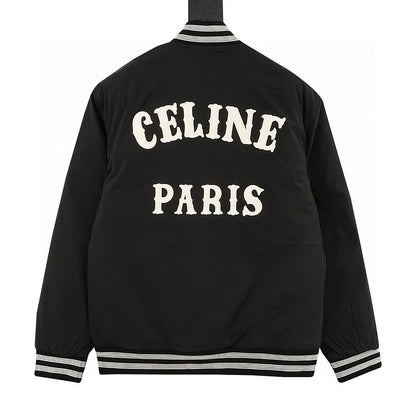 CELINE Letter-Print Padded Baseball Jacket
