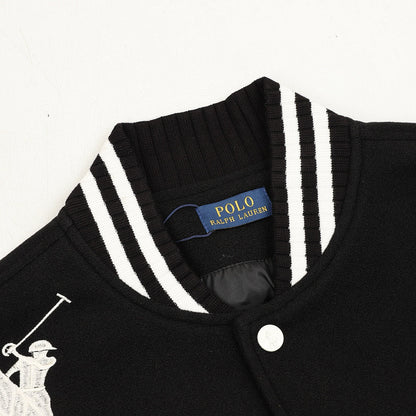 RALPH LAUREN Polo Pony Embroidery Patchwork Baseball Jacket