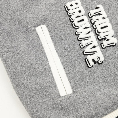 THOM BROWNE Four-Bar Multi-Embroidery Baseball Jacket