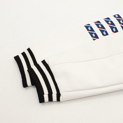 THOM BROWNE Four-Bar Multi-Embroidery Baseball Jacket
