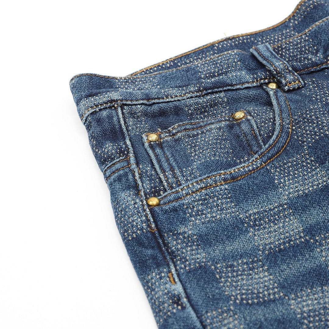 Louis Vuitton Damier-Pattern Denim Skate Trousers