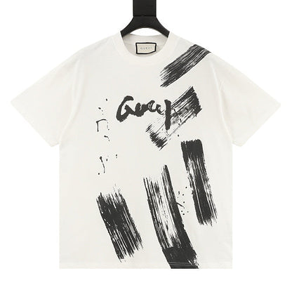 Gucci Ink-Brush Stroke Graffiti Lettering Short-Sleeve T-Shirt