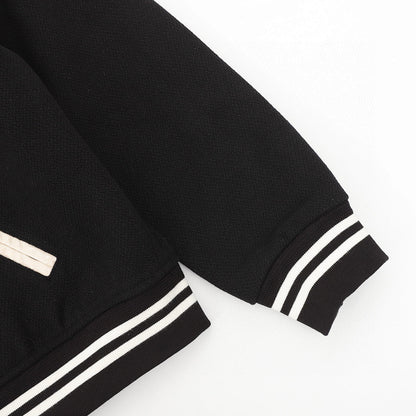 SAINT LAURENT PARIS Classic Leather-Trim Baseball Collar Jacket