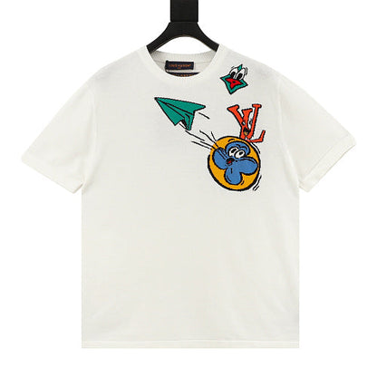 Louis Vuitton Airplane Jacquard Knit Short-Sleeve Top
