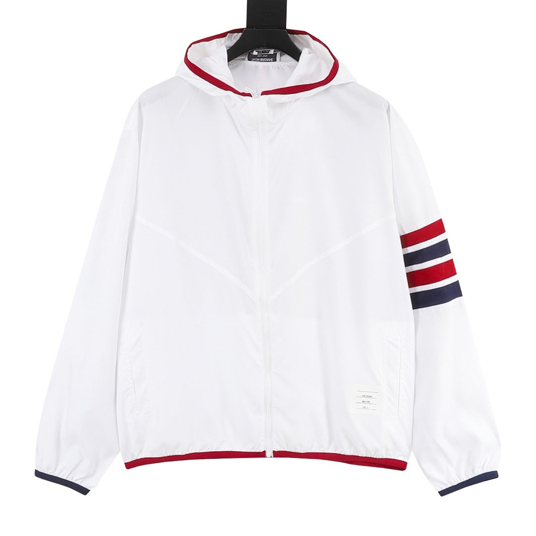 Thom Browne Two-Tone Four-Bar Stripe Sun Protection Jacket
