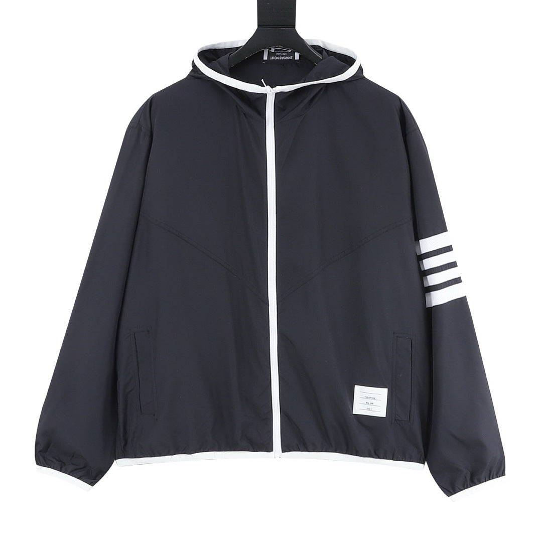 Thom Browne Two-Tone Four-Bar Stripe Sun Protection Jacket