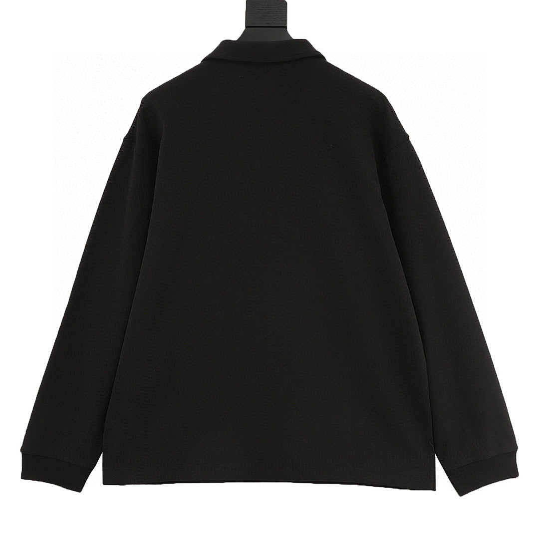Bottega Veneta Solid-Color Half-Zip Long-Sleeve Top with Woven Chest Pocket
