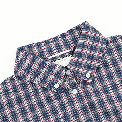 Miu Miu Plaid Check Shirt Jacket Navy Blue
