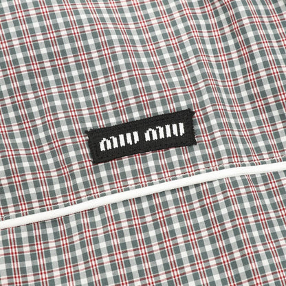 Miu Miu Micro Check Hooded Windbreaker Grey