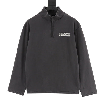 Balenciaga Half-Zip Sweatshirt Charcoal