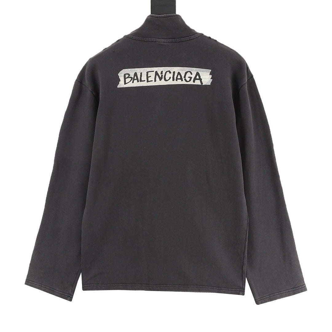 Balenciaga Half-Zip Sweatshirt Charcoal