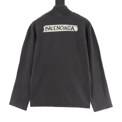 Balenciaga Half-Zip Sweatshirt Charcoal