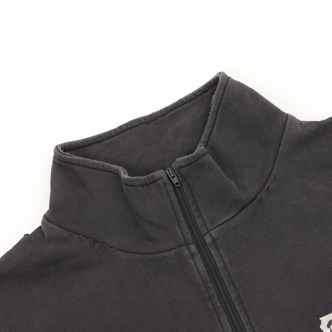 Balenciaga Half-Zip Sweatshirt Charcoal