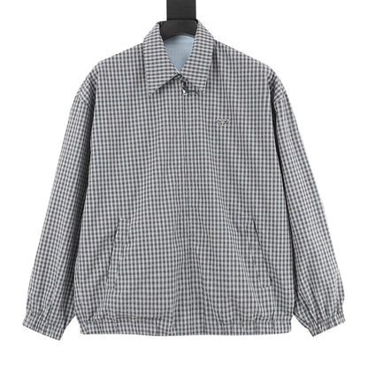 Prada Micro Check Harrington Jacket Grey