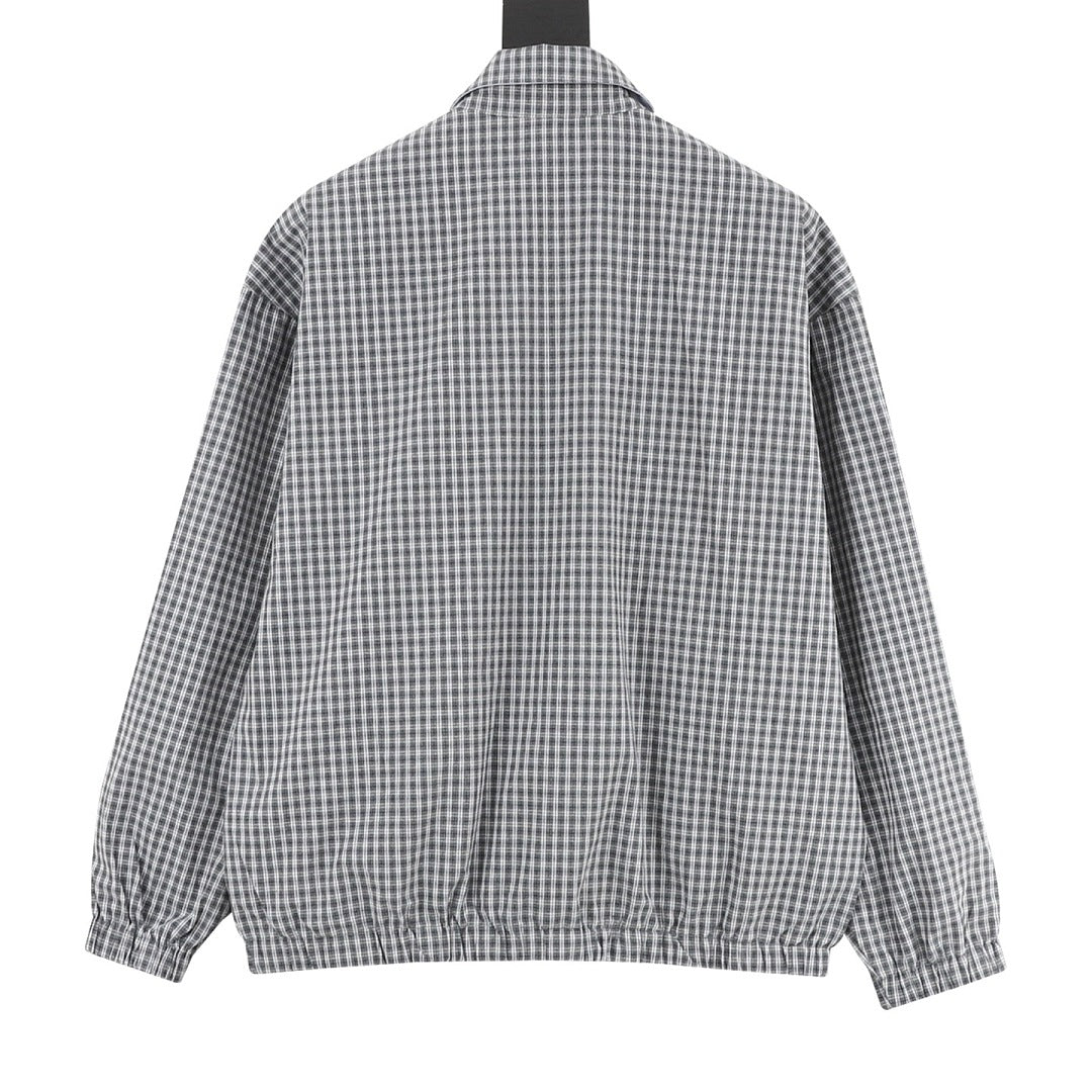 Prada Micro Check Harrington Jacket Grey
