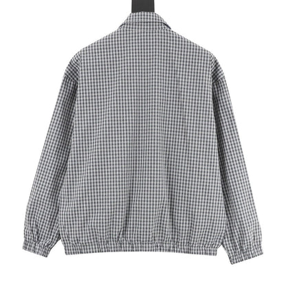 Prada Micro Check Harrington Jacket Grey