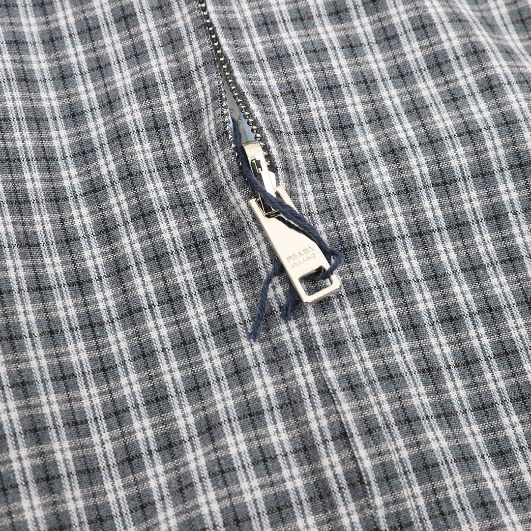 Prada Micro Check Harrington Jacket Grey