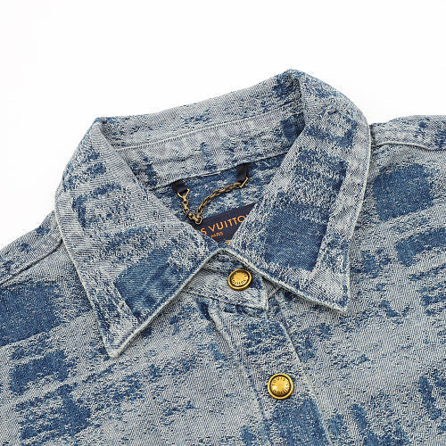 Louis Vuitton Plaid Gradient Jacquard Denim Shirt