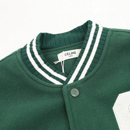 CELINE Triomphe C Logo Patchwork Embroidery Baseball Jacket