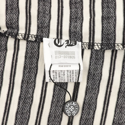 Chrome Hearts Cross Stripe Long-Sleeve Polo Shirt — Black & White
