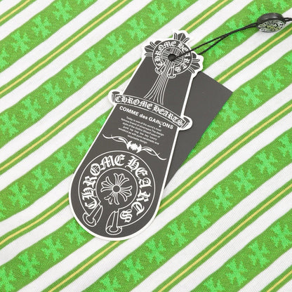 Chrome Hearts Cross Stripe Long-Sleeve Polo Shirt — Green