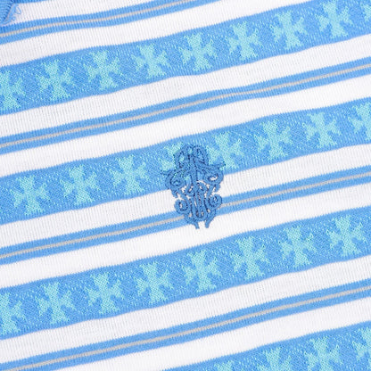 Chrome Hearts Cross Stripe Long-Sleeve Polo Shirt — Blue