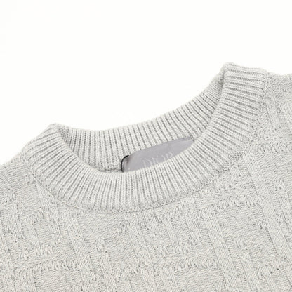 Dior CD Oblique Jacquard Crewneck Sweater — Light Grey