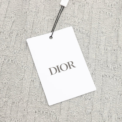 Dior CD Oblique Jacquard Crewneck Sweater — Light Grey