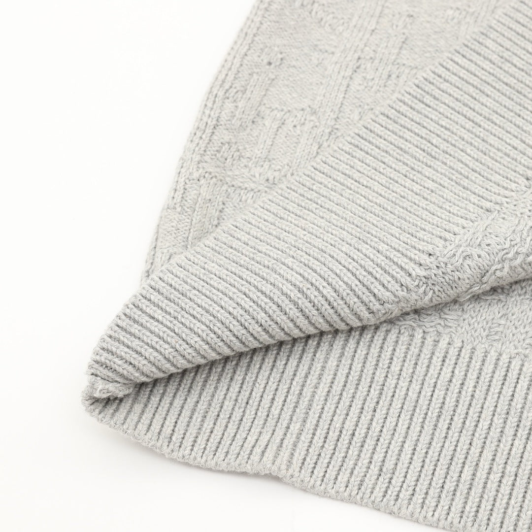 Dior CD Oblique Jacquard Crewneck Sweater — Light Grey