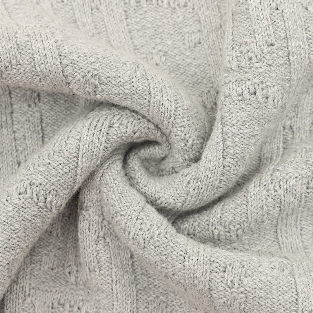 Dior CD Oblique Jacquard Crewneck Sweater — Light Grey