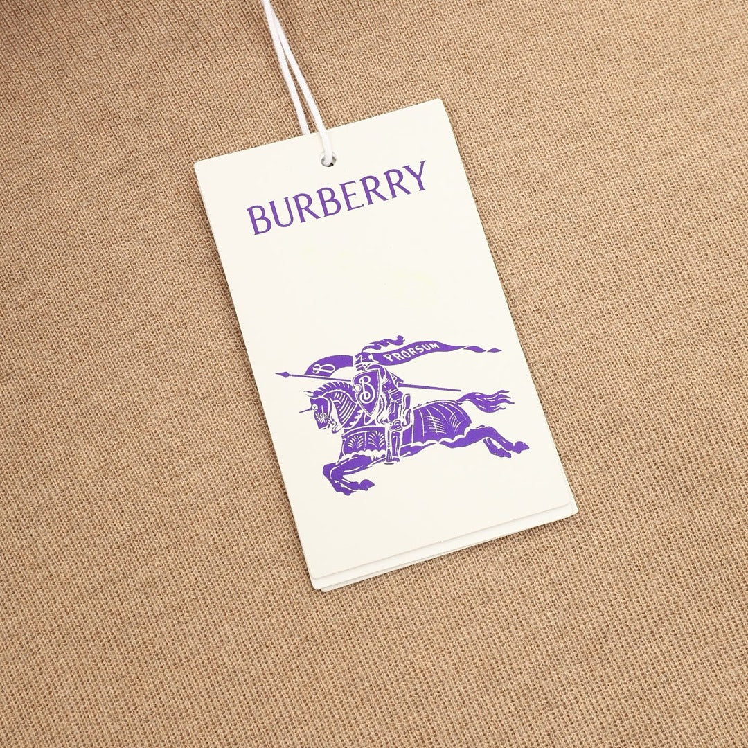 Burberry Vintage Check Half-Zip Knit Sweater — Camel