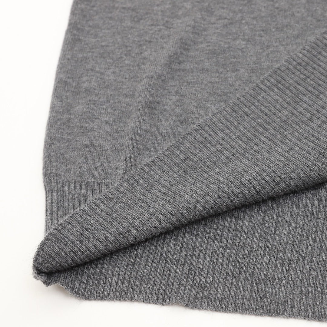 Burberry Vintage Check Half-Zip Knit Sweater — Grey Melange