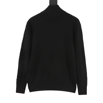 Burberry Vintage Check Half-Zip Knit Sweater — Black