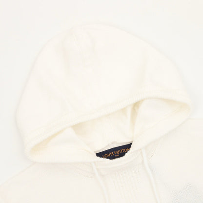 Louis Vuitton LV Leather Logo Knit Hoodie — Off White