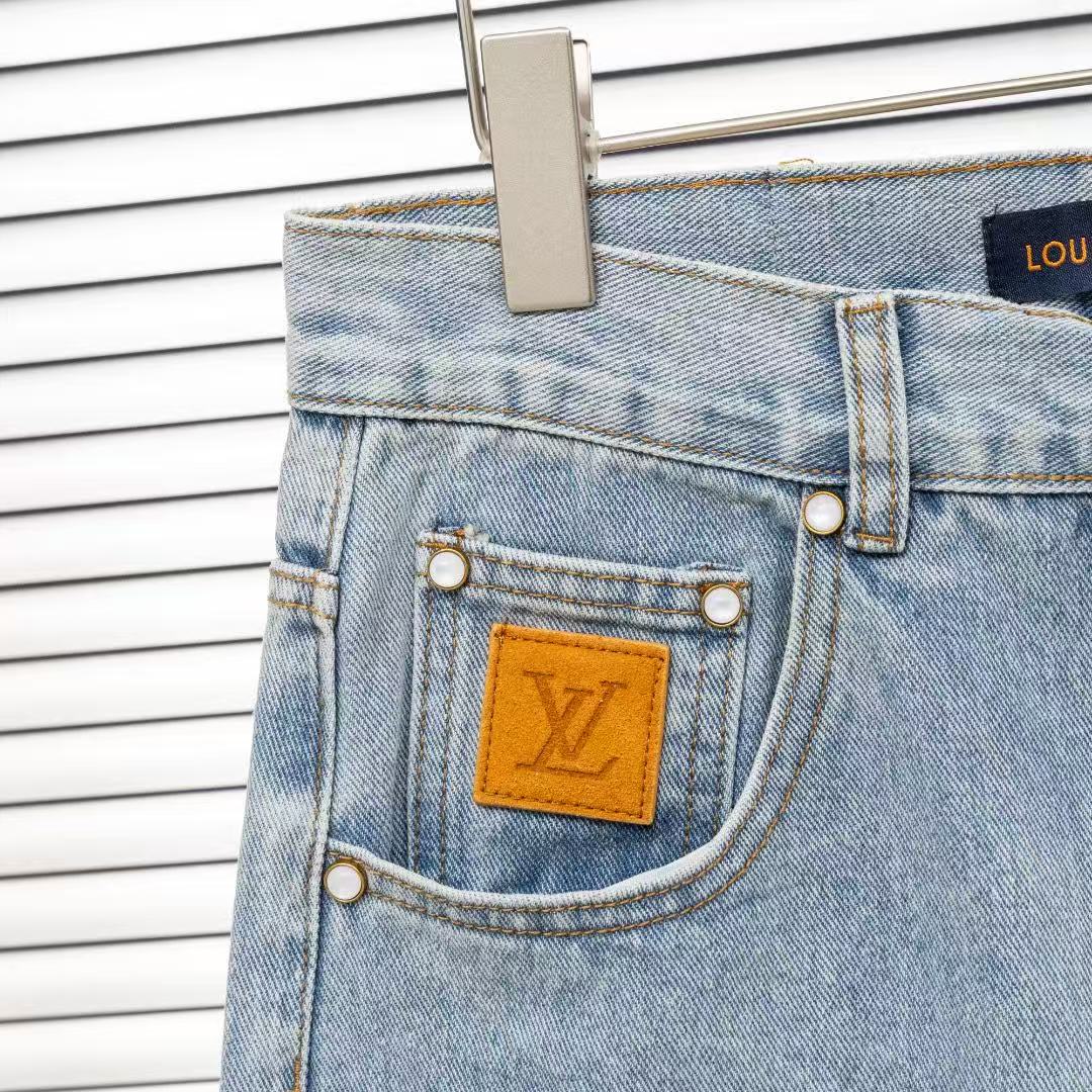 Louis Vuitton Logo-Embroidered Straight-Leg Jeans