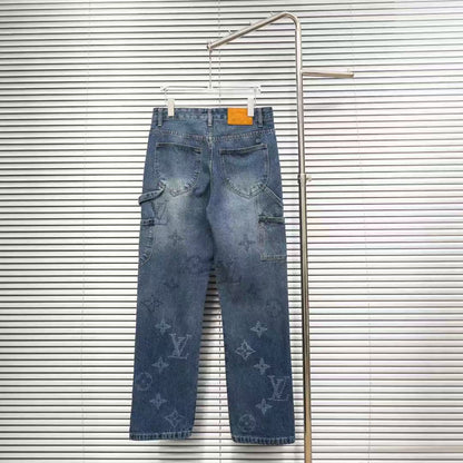 Louis Vuitton Logo-Embroidered Straight-Leg Jeans