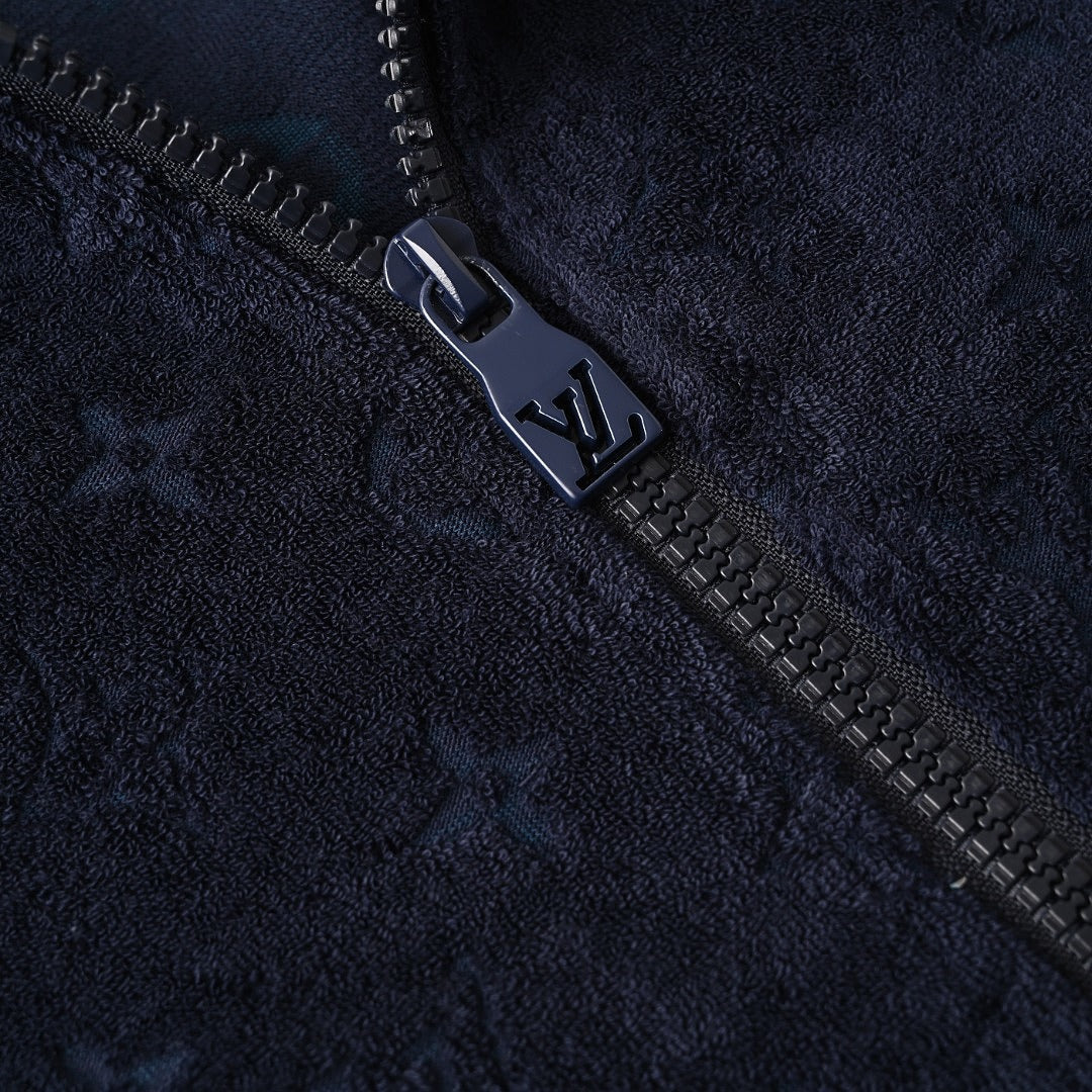Louis Vuitton Monogram Terry Zip Hoodie — Navy